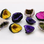Geode de calcit colorate - Rocă neagră - Mov