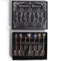 Set de 7 lingurițe decorative bronz, cu pietre semi-prețioase și cristale & aspect antichizat