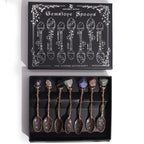 Set de 7 lingurițe decorative bronz, cu pietre semi-prețioase și cristale & aspect antichizat