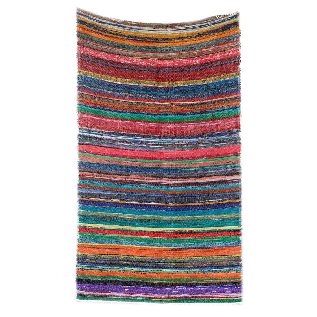 Covor din codițe multicolor, lucrat manual în India, 155 x 90cm