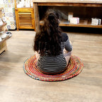 Covor rotund din iută și bumbac reciclat, lucrat manual în India - 90 cm