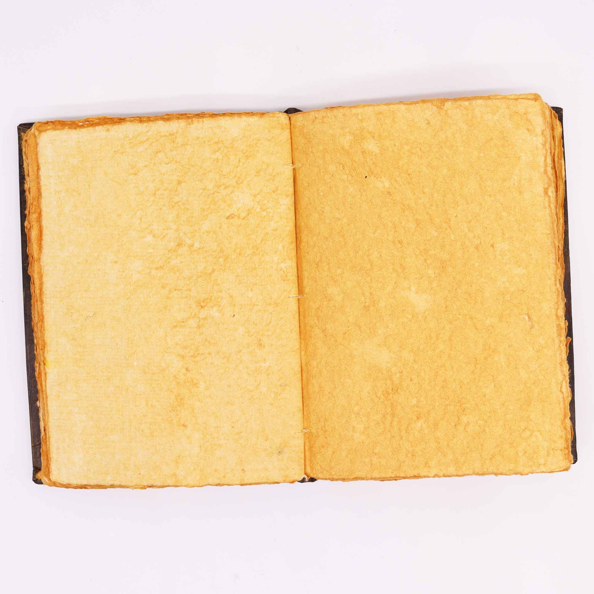 Jurnal antichizat din piele naturală, cu decor trandafir zincat - 200 pagini cu margini rotunde, 26x18cm