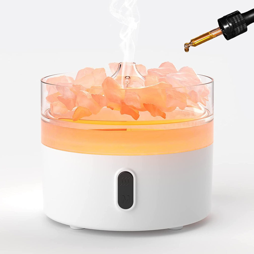 Difuzor de arome cu sare de Himalaya inclusă și efect de flacără, USB-C