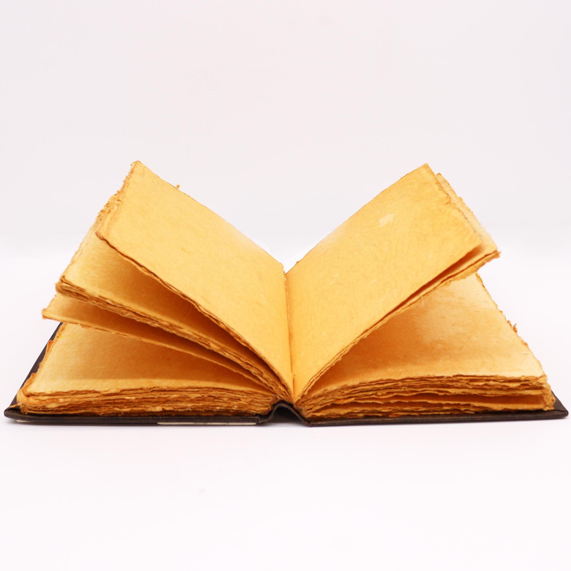 Jurnal antichizat din piele naturală, cu decor trandafir zincat - 200 pagini cu margini rotunde, 26x18cm