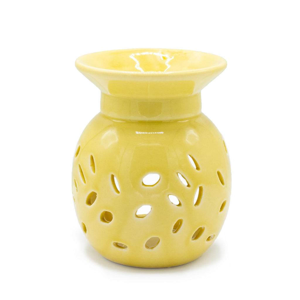 Arzător de ulei cu model floral - Galben
