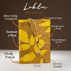 Jurnal galben Lokta cu model floral și închizătoare de bambus, mediu (15x12cm), 45 de pagini