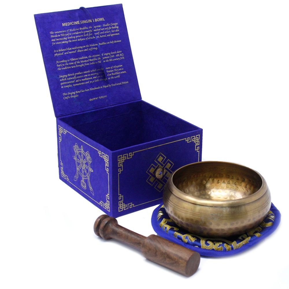 Set cu bol cântător Medicine Buddha, 10 cm (min 500 gm)