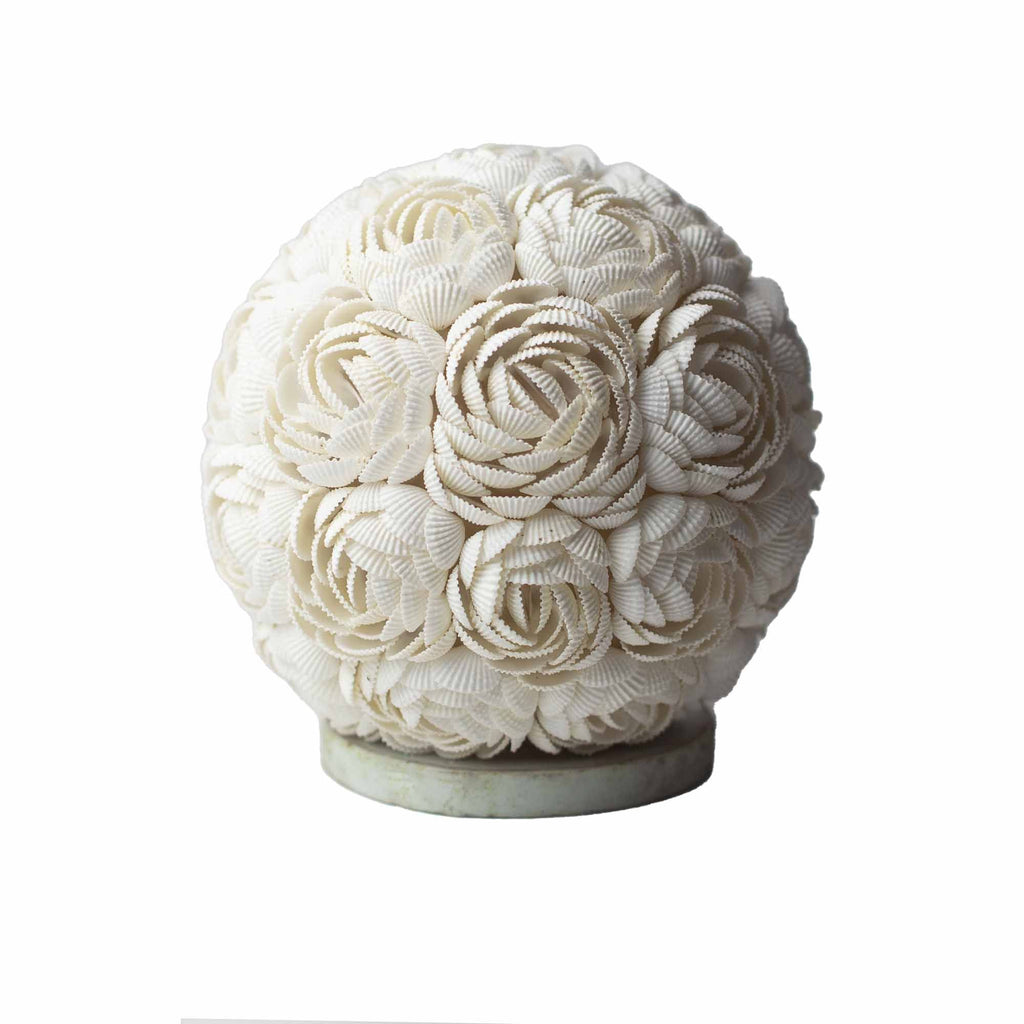 Lampă Boho rotundă, cu scoici de mare, realizată manual, 20 cm