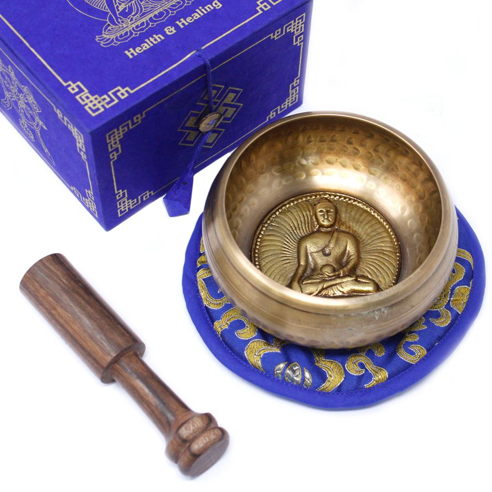 Set cu bol cântător Medicine Buddha, 10 cm (min 500 gm)
