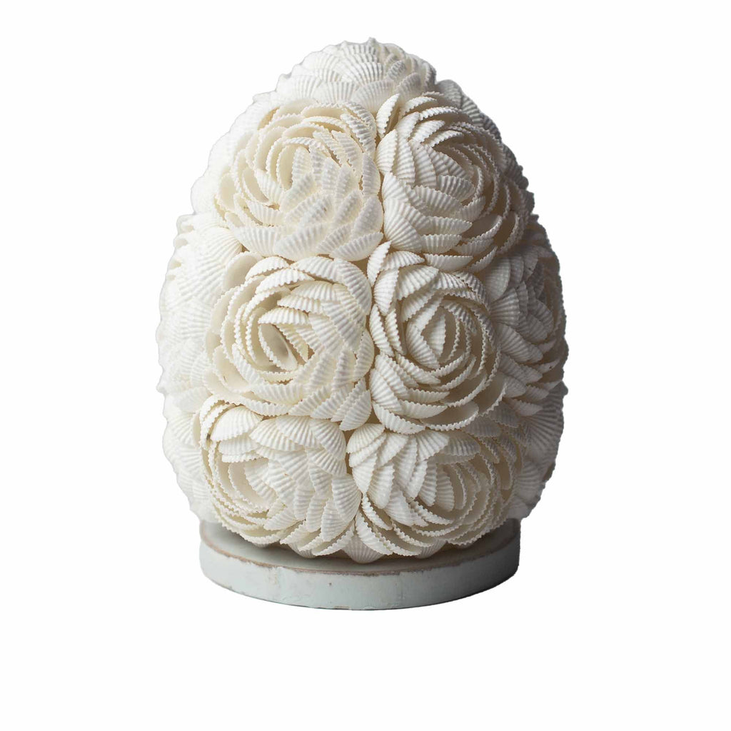 Lampă Boho ovală, cu scoici de mare, realizată manual, 15 cm