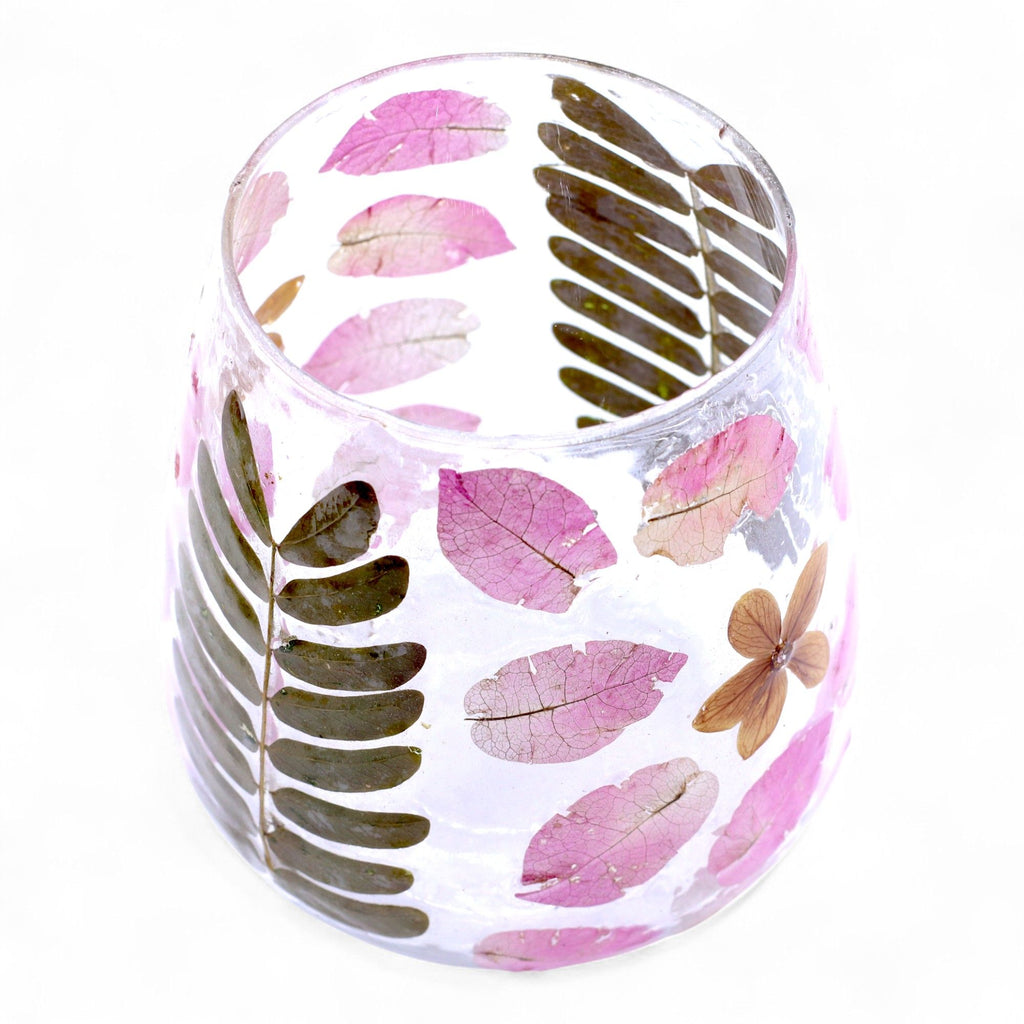 Glass candle holder, with floral pattern, 12x11cm