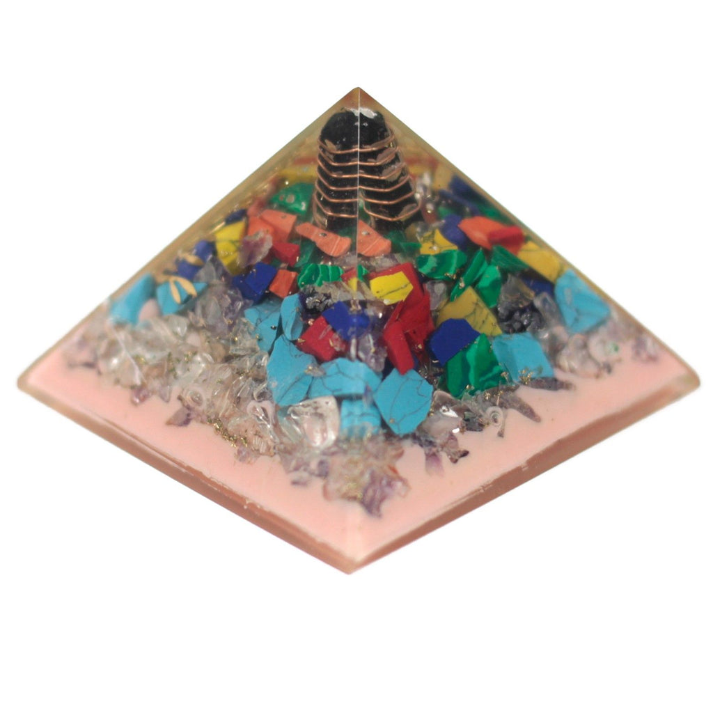 Large orgonite pyramid 70mm - Tree (earth base)
