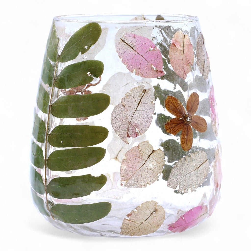 Glass candle holder, with floral pattern, 12x11cm