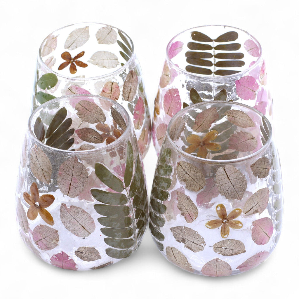 Glass candle holder, with floral pattern, 12x11cm